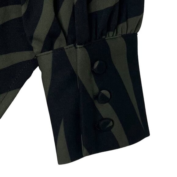 Ann Taylor Womens Blouse Size XS Round Neck Long Sleeves Zebra Print Green Black - Picture 4 of 6